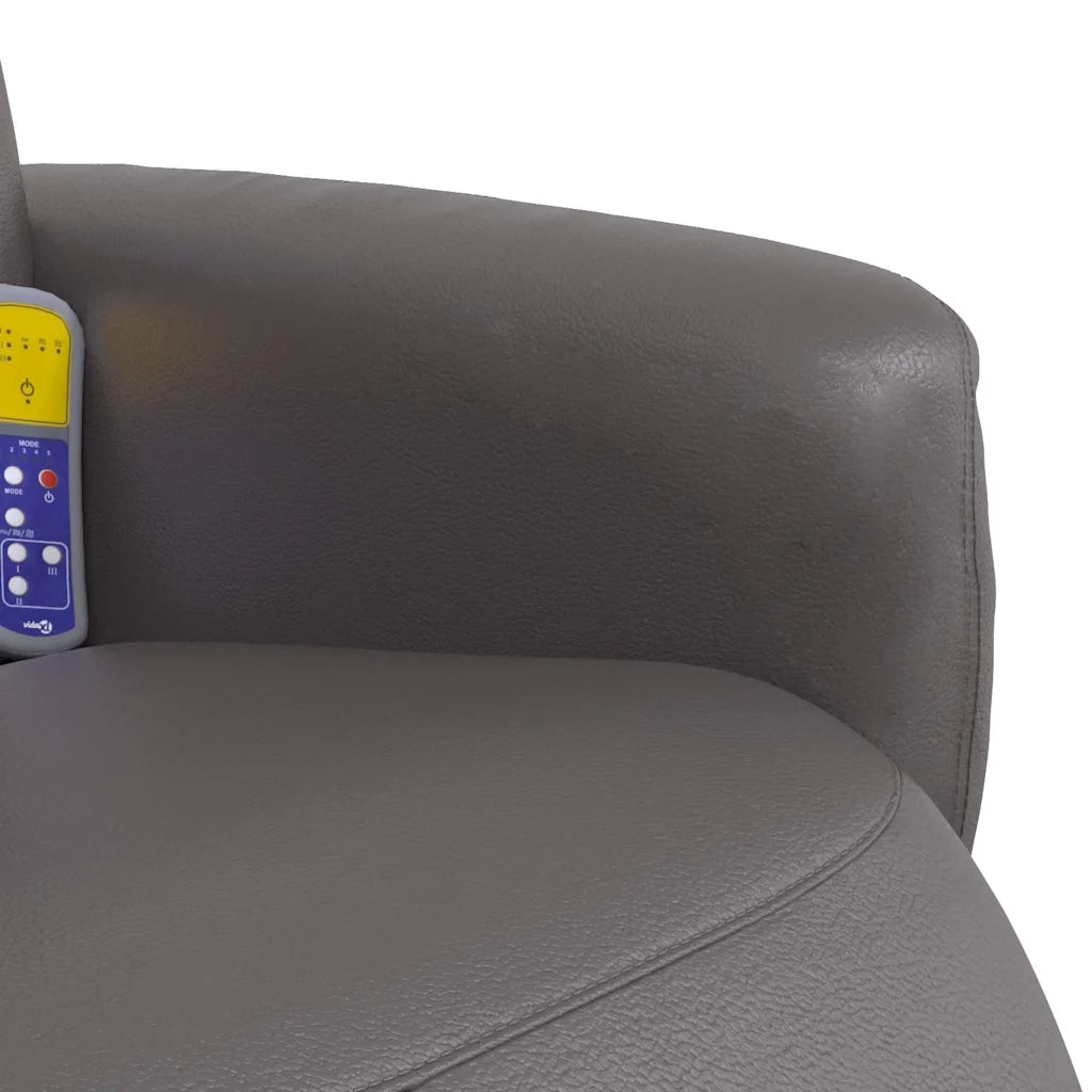 Poltrona Reclinabile Massaggiante | Sedia Relax Poggiapiedi Grigia Similpelle