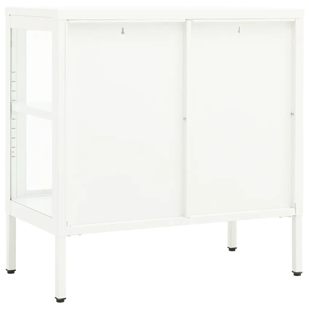 Credenza | Madia | Buffet da pranzo | Armadio da pranzo Bianca 70x35x70 cm in Acciaio e Vetro