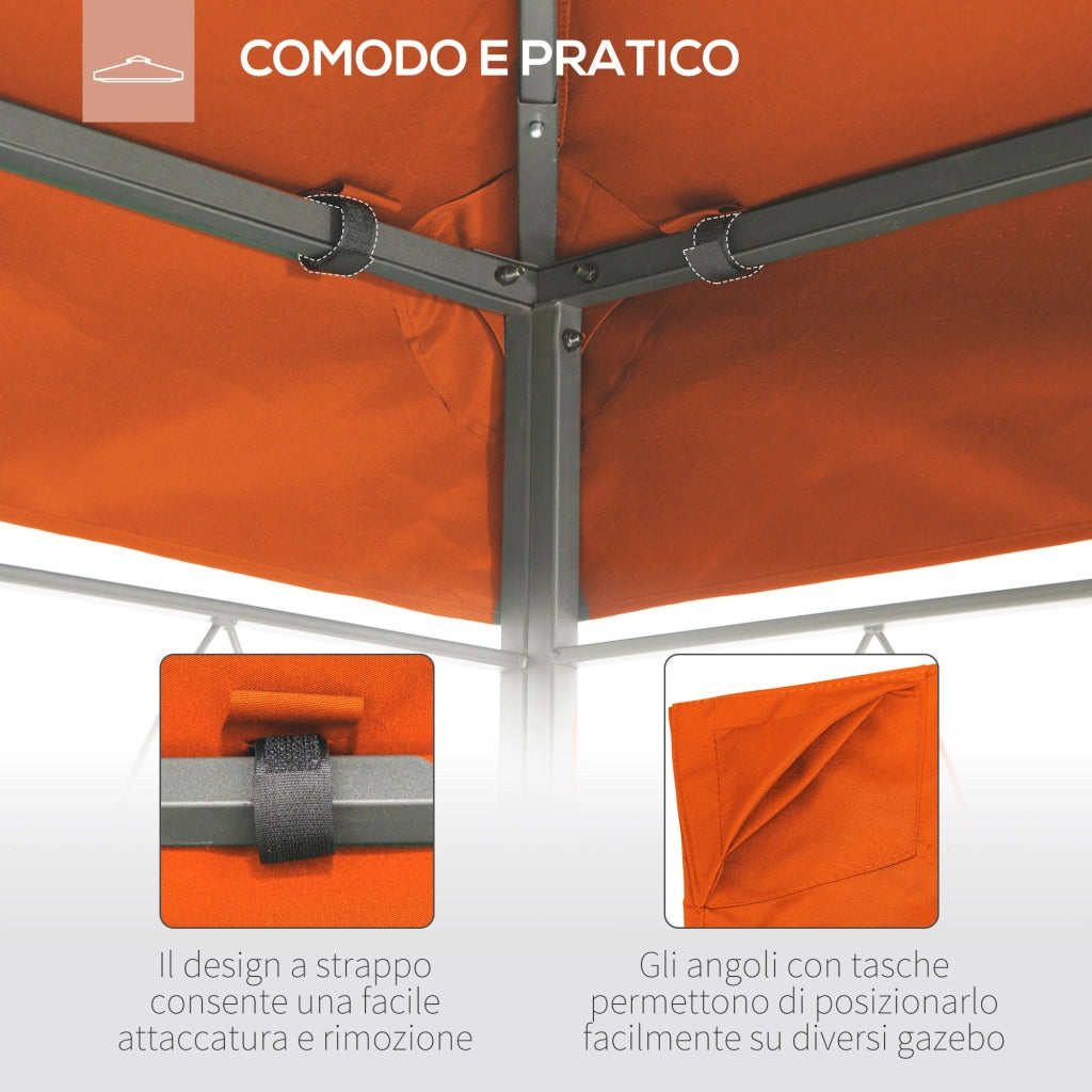 Tetto di Ricambio per Gazebo da Giardino 3x3 m in Poliestere  Morgan Arancione