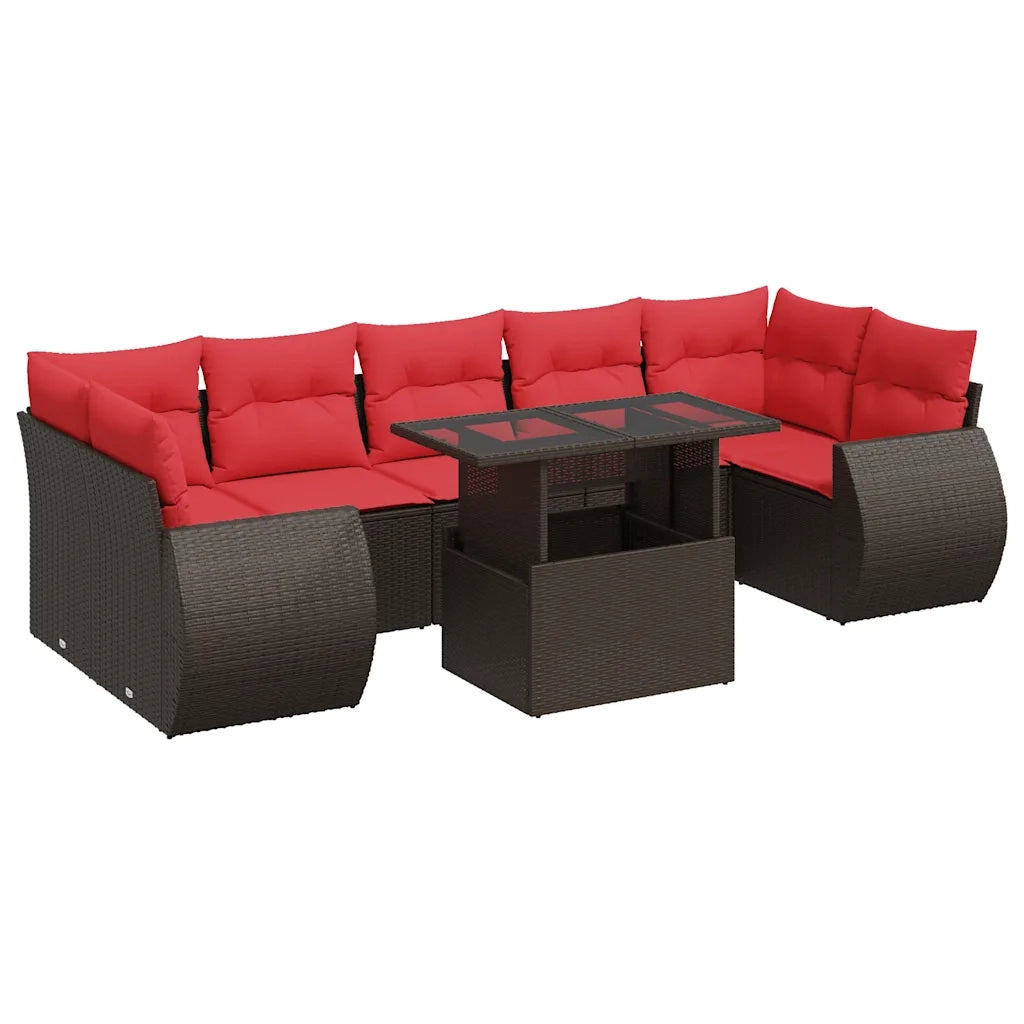 vidaXL Set Divani Giardino 8 pz con Cuscini Marrone Polyrattan Acacia