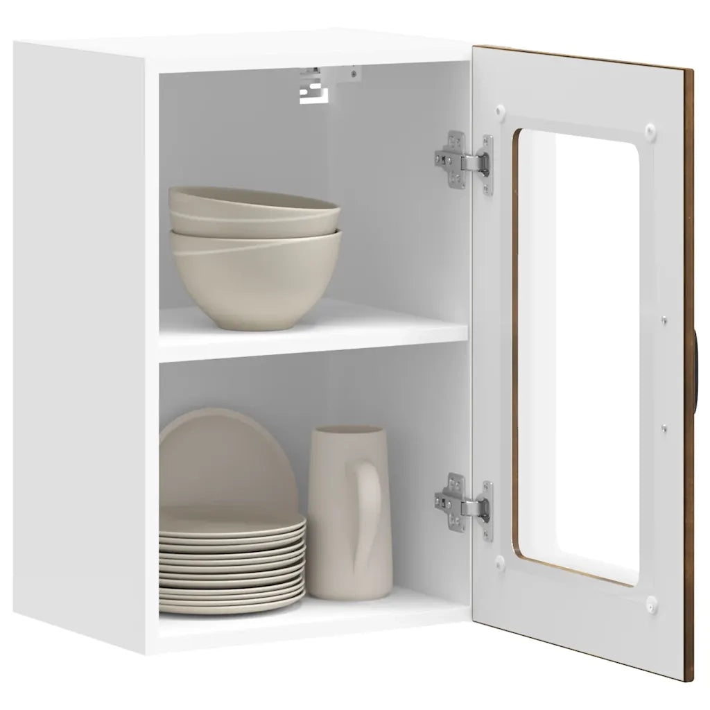 Pensile da Cucina | Mobile da Cucina con Porta in Vetro Lucca Rovere Fumo