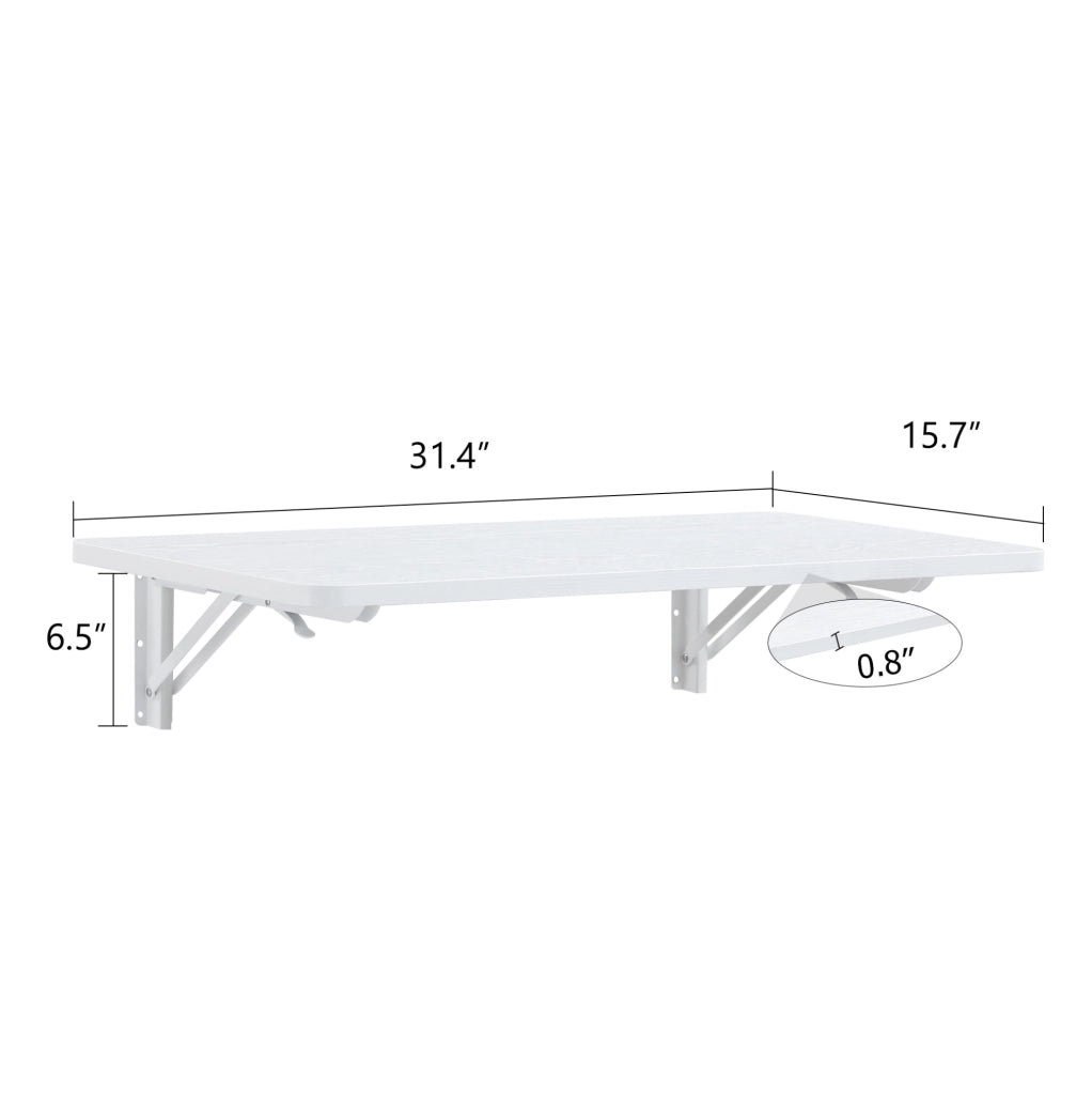 Tavolo pieghevole da parete in MDF bianco con supporto in metallo