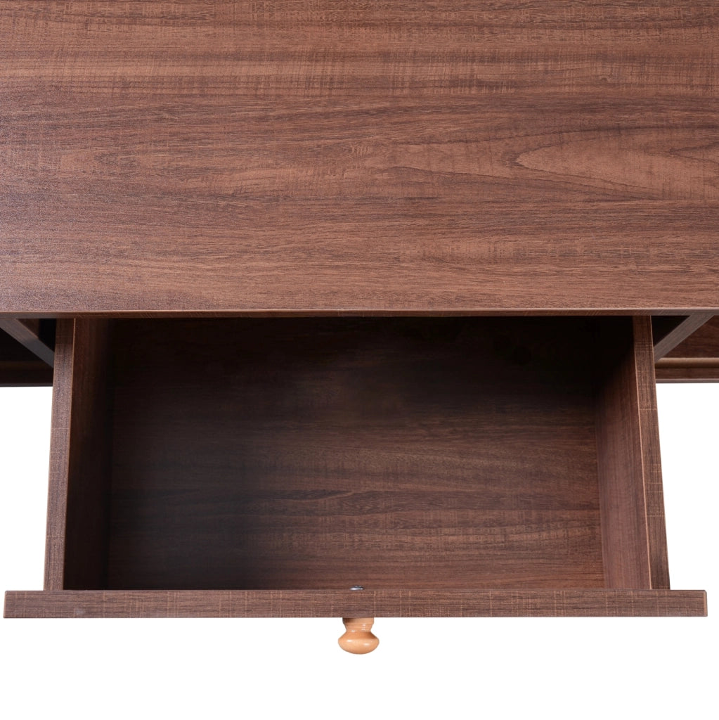 Tavolino da caffè 110 cm con rattan, ante scorrevoli e cassetti