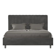 Letto matrimoniale contenitore imbottito 160x190 microfibra grigio Agueda