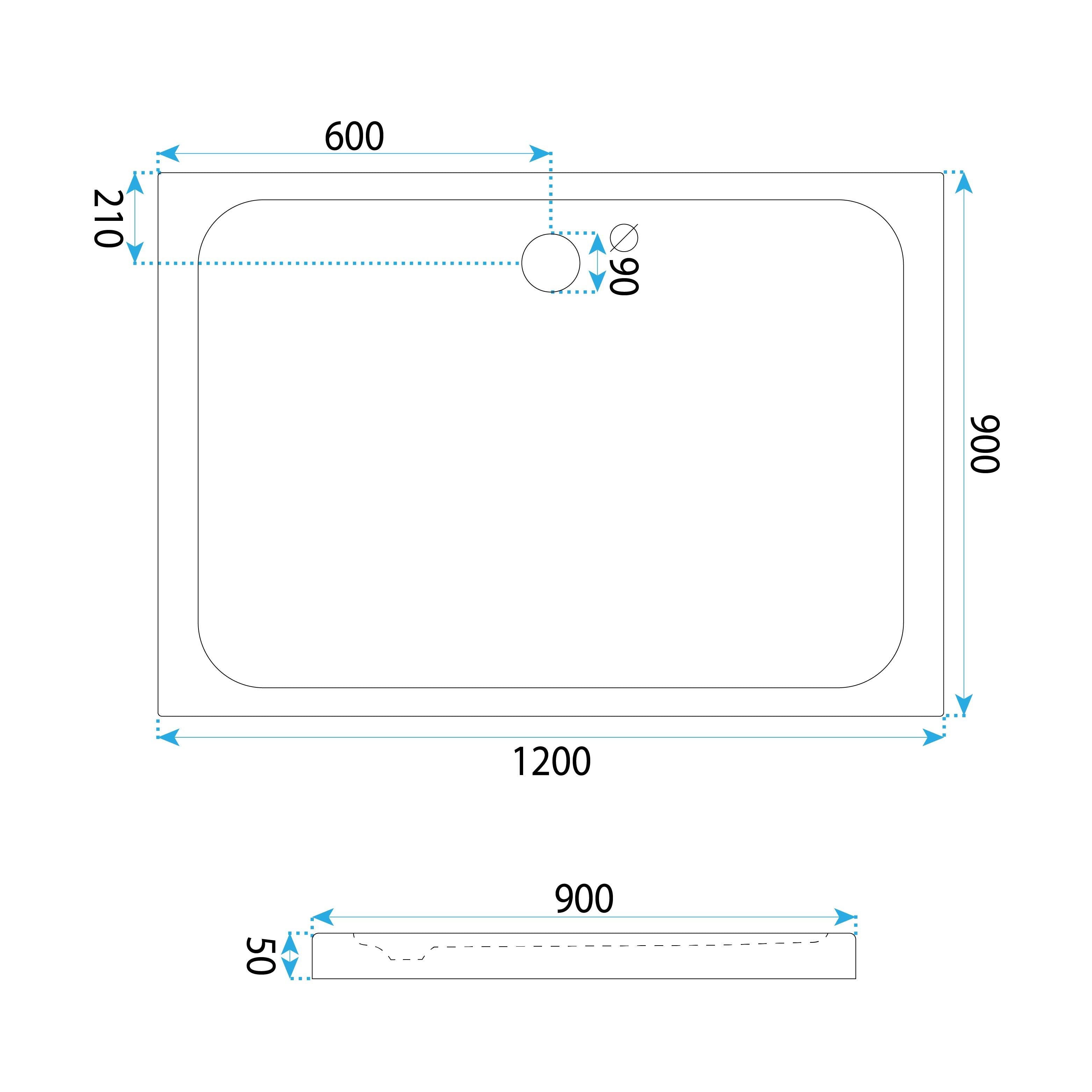 Piatto Doccia Acrilico Rea Belmond White 90x120