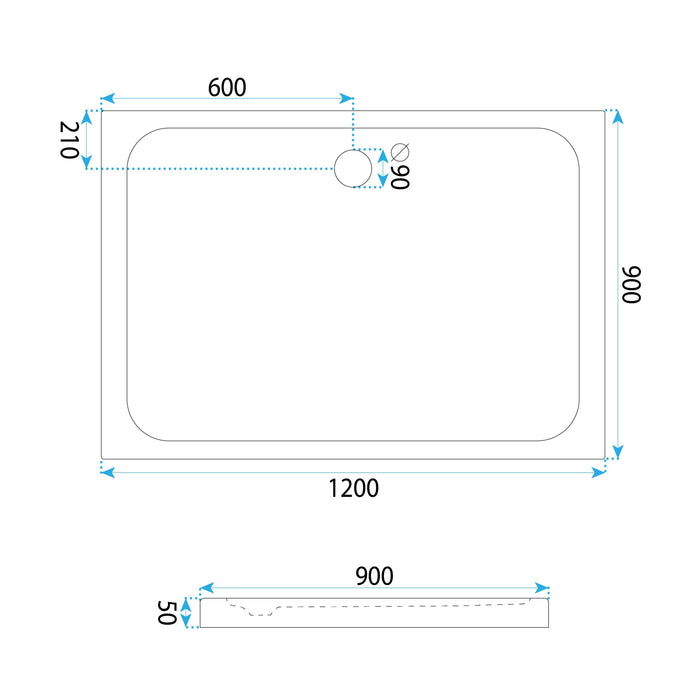 Piatto Doccia Acrilico Rea Belmond White 90x120