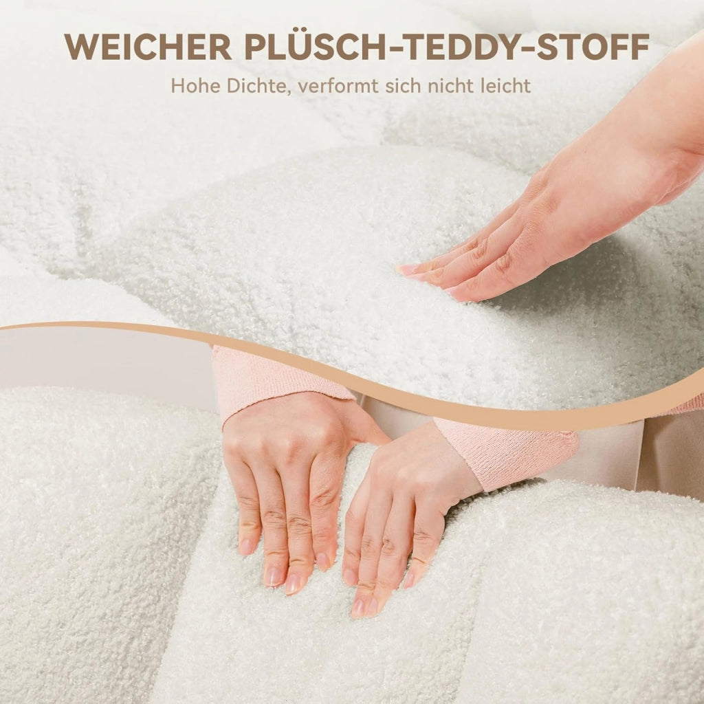 Poltrona a dondolo, poltrona relax con braccioli Poggiatesta in peluche felpato, portata massima 150 kg, sedia a sdraio da giardino per camera da letto, soggiorno, beige