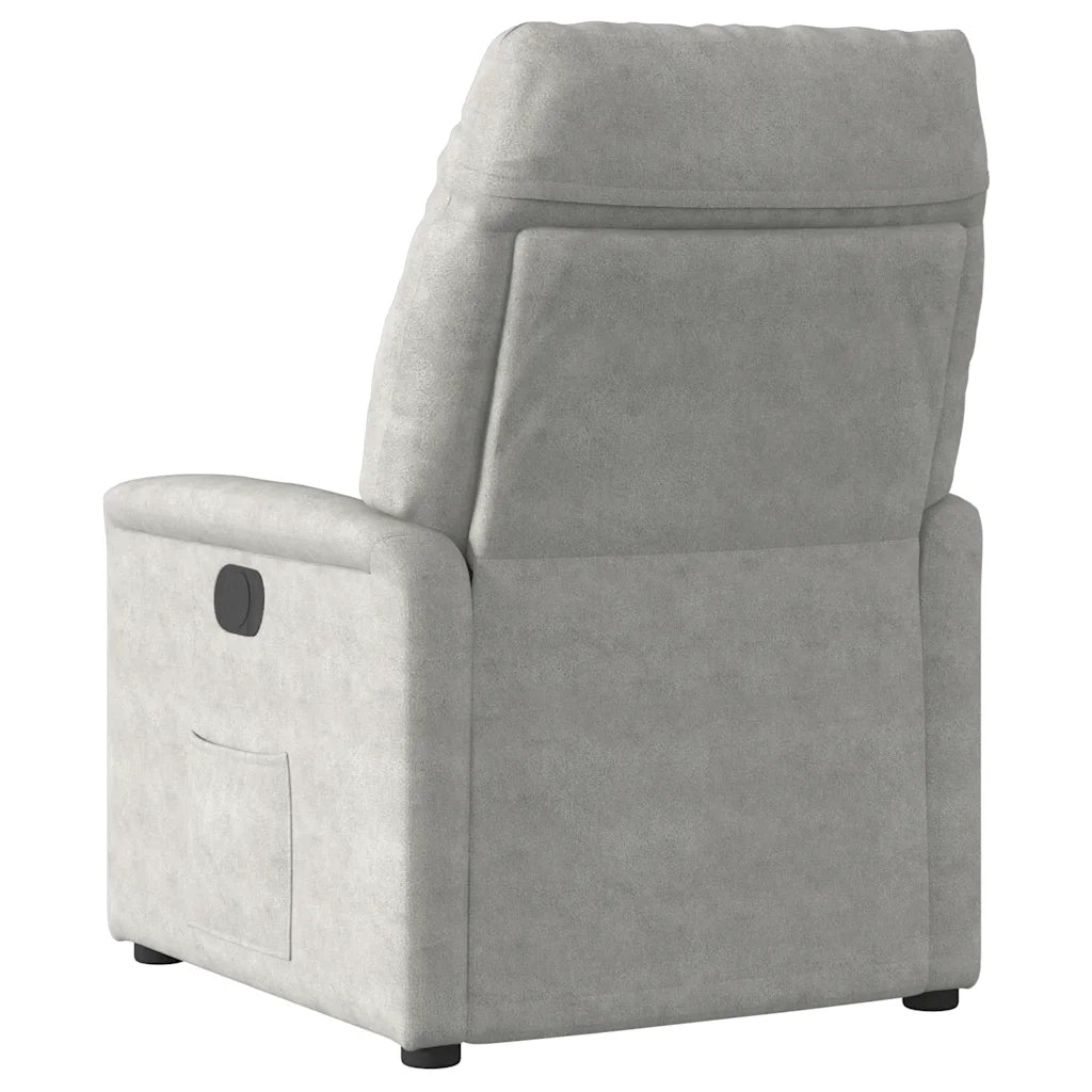 Divano Sedia-Poltrona Reclinabile Massaggio Grigio Chiaro Tessuto Microfibra 637215