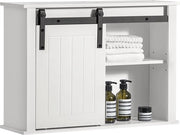 Cassa da Bagno - Armadio da Bagno - Cassetto da Appendere - Cassetto Alto con Porta Scorrevole - MDF - Bianco - 68 x 20 x 48 cm