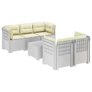 Divano da Giardino 5 Posti con Cuscini Stile Rattan PP Bianco 3443914
