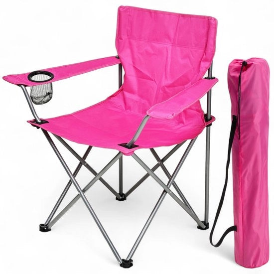 Sedia da Campeggio Opportuna - Con Borsa Portatile - Sedile Leggero in Metallo - Porta Borsa Inclusa - Sopporta fino a 110 Kg - Dimensioni 81 × 51 × 42 Cm