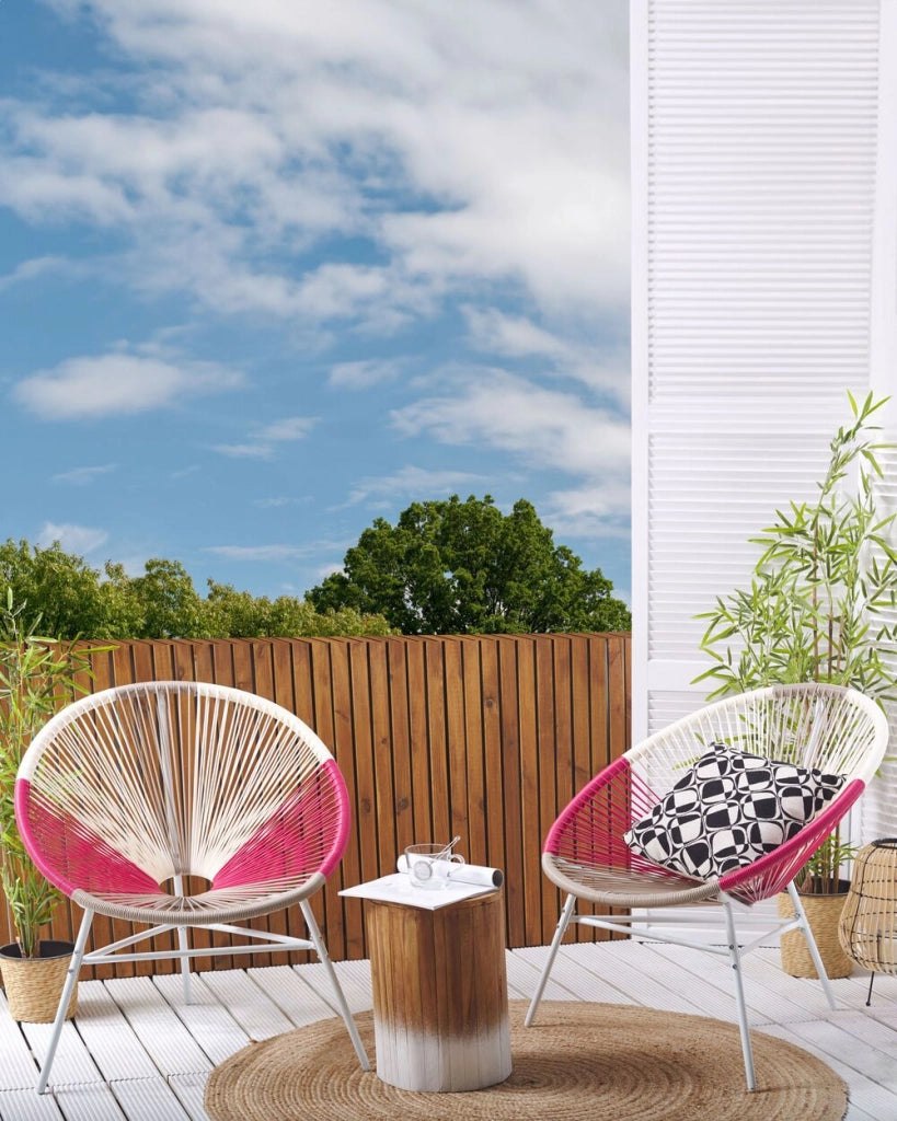 Set di 2 Sedie da Giardino spaghetti di colore beige e rosa stile Moderno contemporaneo