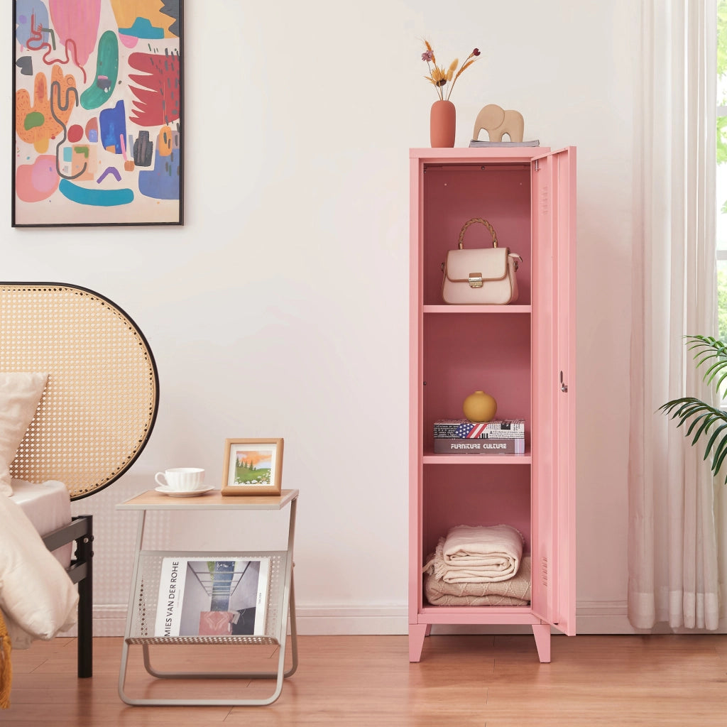 Armadio da Ufficio Kurikka Acciaio Rosa [en.casa]