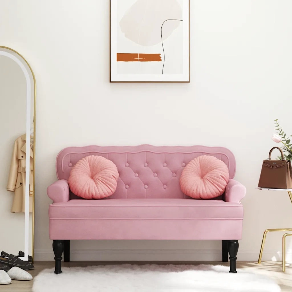 Panca con Schienale Rosa 119,5x64,5x75 cm in Velluto CFW5606044