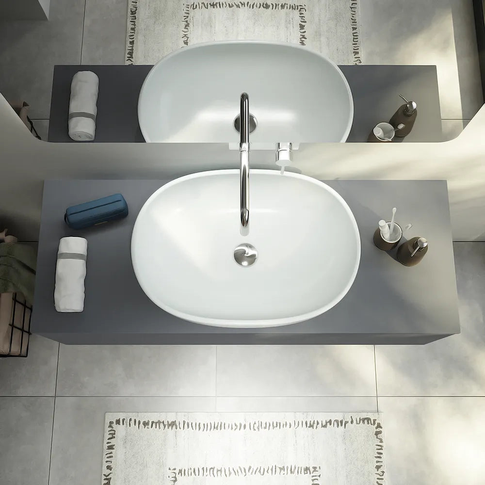 Mobile bagno sospeso 120 cm grigio opaco un cassettone con top | Bako