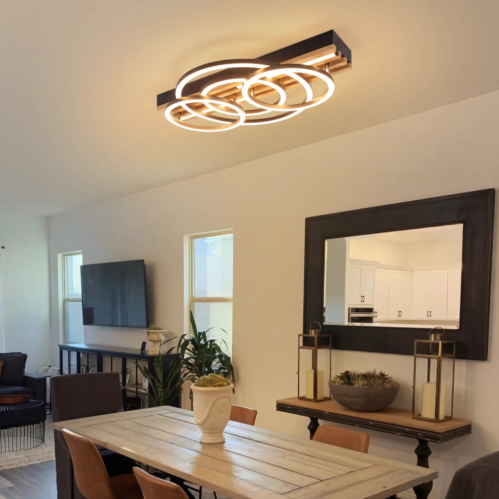 ZMH Plafoniera LED ad anello geometrico moderno 50cm dimmerabile 60W con telecomando per soggiorno e sala da pranzo