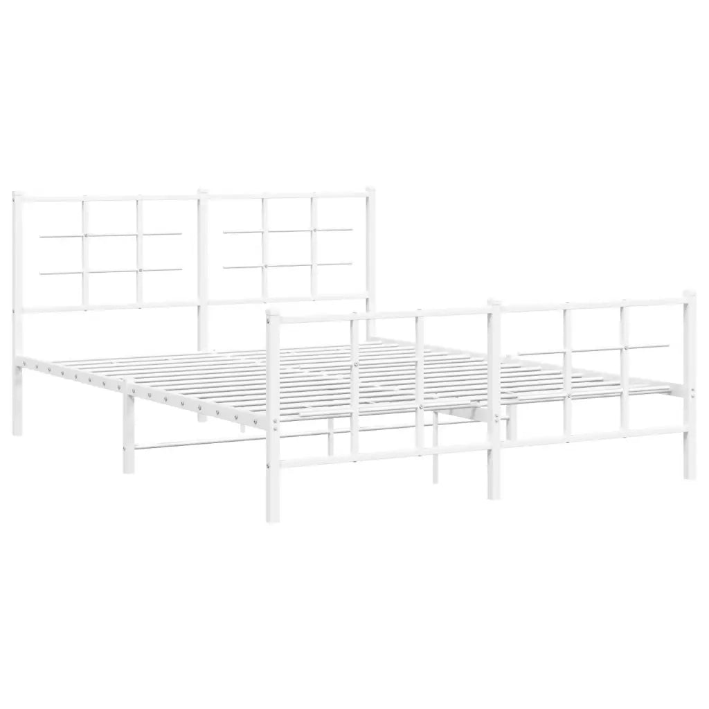 Giroletto con Testiera e Pediera Metallo Bianco 150x200 cm 355630