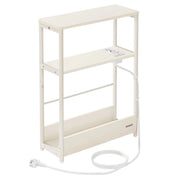 Tavolino sottile con multipresa comodino a 3 ripiani tavolino per piccoli spazi portariviste soggiorno camera da letto ufficio tavolini beige 12_0007559