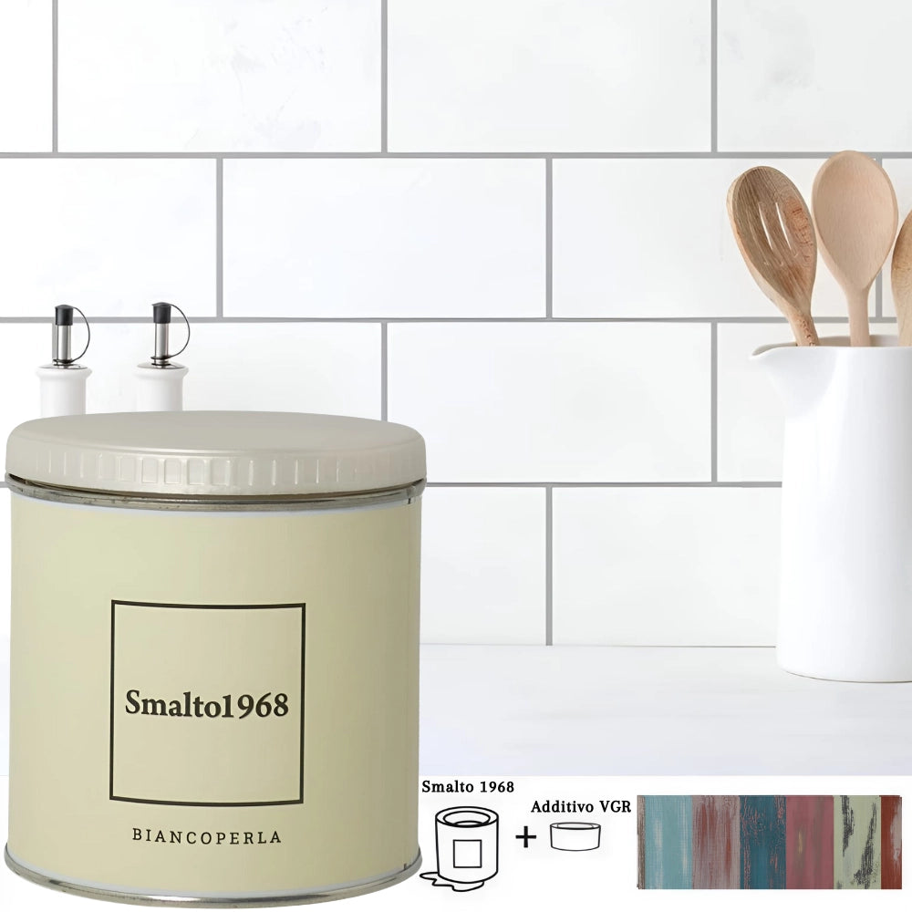 Smalto1968 base acqua vgr piastrelle ceramiche supporti difficili l 0.5 *** colore- biancoperla, confezione 1
