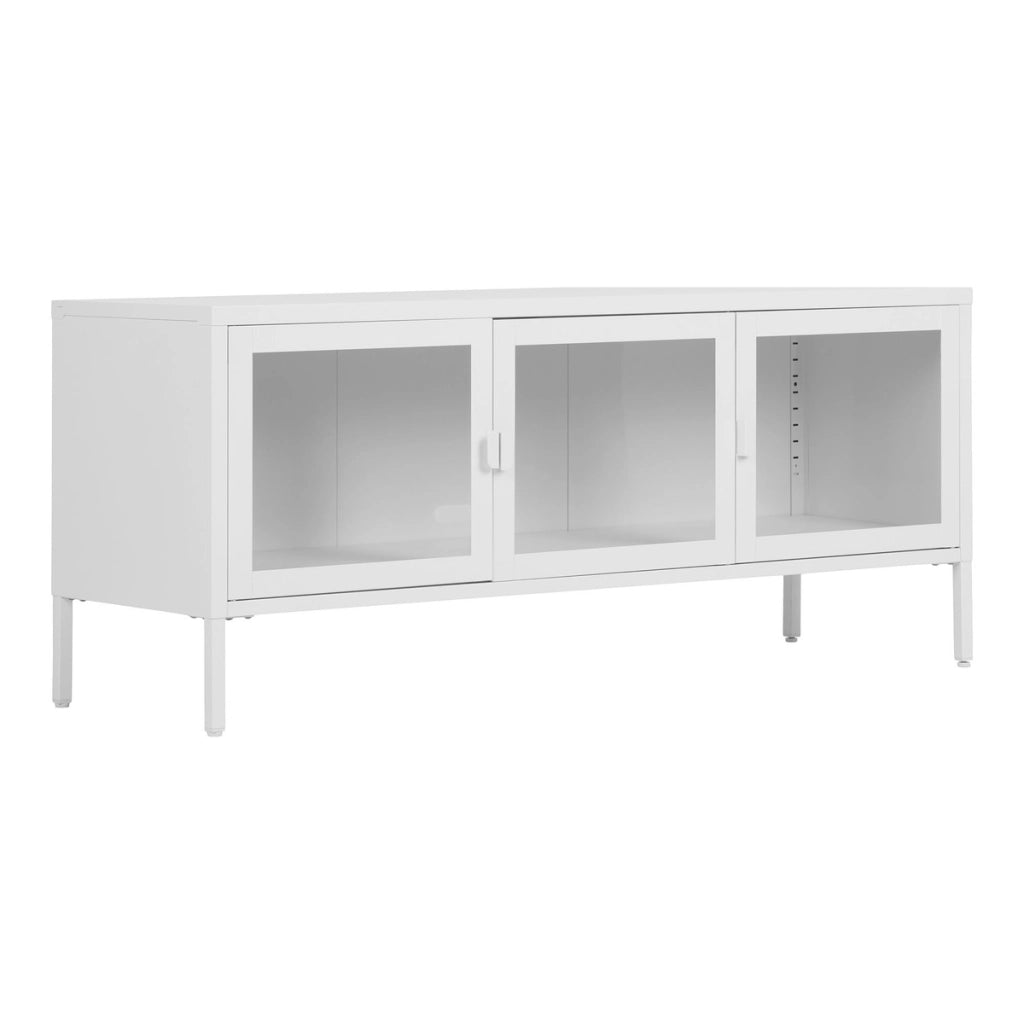 Mobile Porta TV Brisbane, Bianco, Metallo, 40x130x55 cm