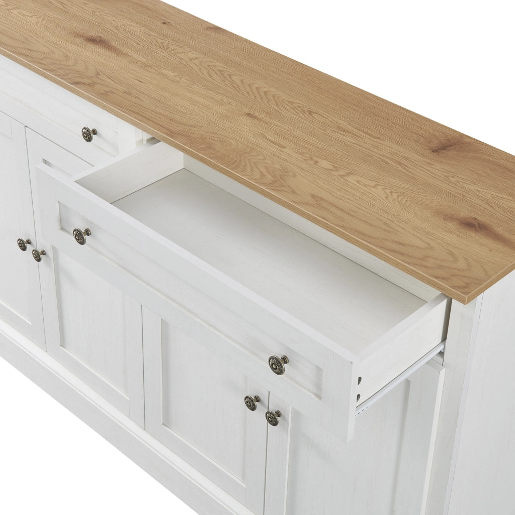 Credenza con 4 ante e 2 cassetti; ripiani regolabili - per soggiorno - 150×40×86 cm