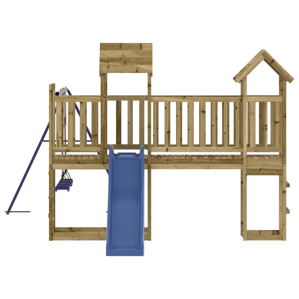 Parco giochi per esterni altalena per arrampicata scivolo altalena robusta giochi da giardino 495 x 339 x 214 cm legno di pino impregnato 02_0004916