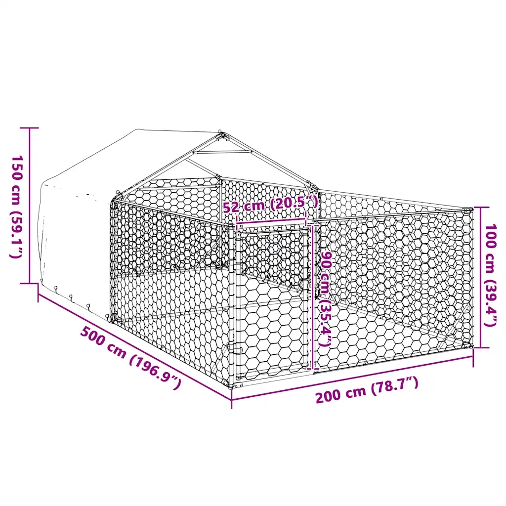 Cuccia per Cani da Esterno con Recinto 5x2x1,5m Acciaio Zincato CFW7238200