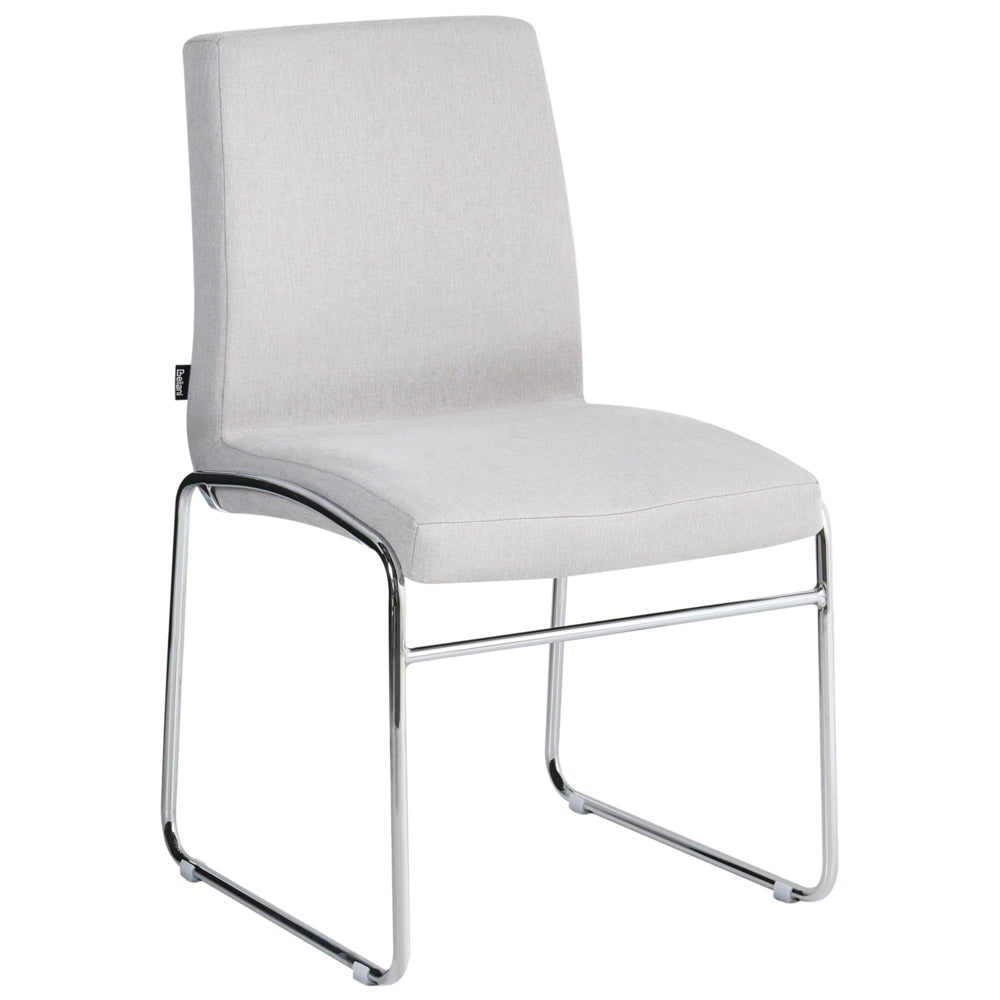 Set di 2 sedie da pranzo imbottite con braccioli, rivestimento grigio chiaro, base in metallo design moderno