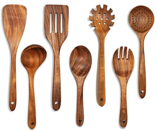 Set di Cucina - Set di Cottura 7 delici - Mobili di Cucina in Legno - Set di Cottura in Legno - Senza BPA e Senza Plastica - Sospeso