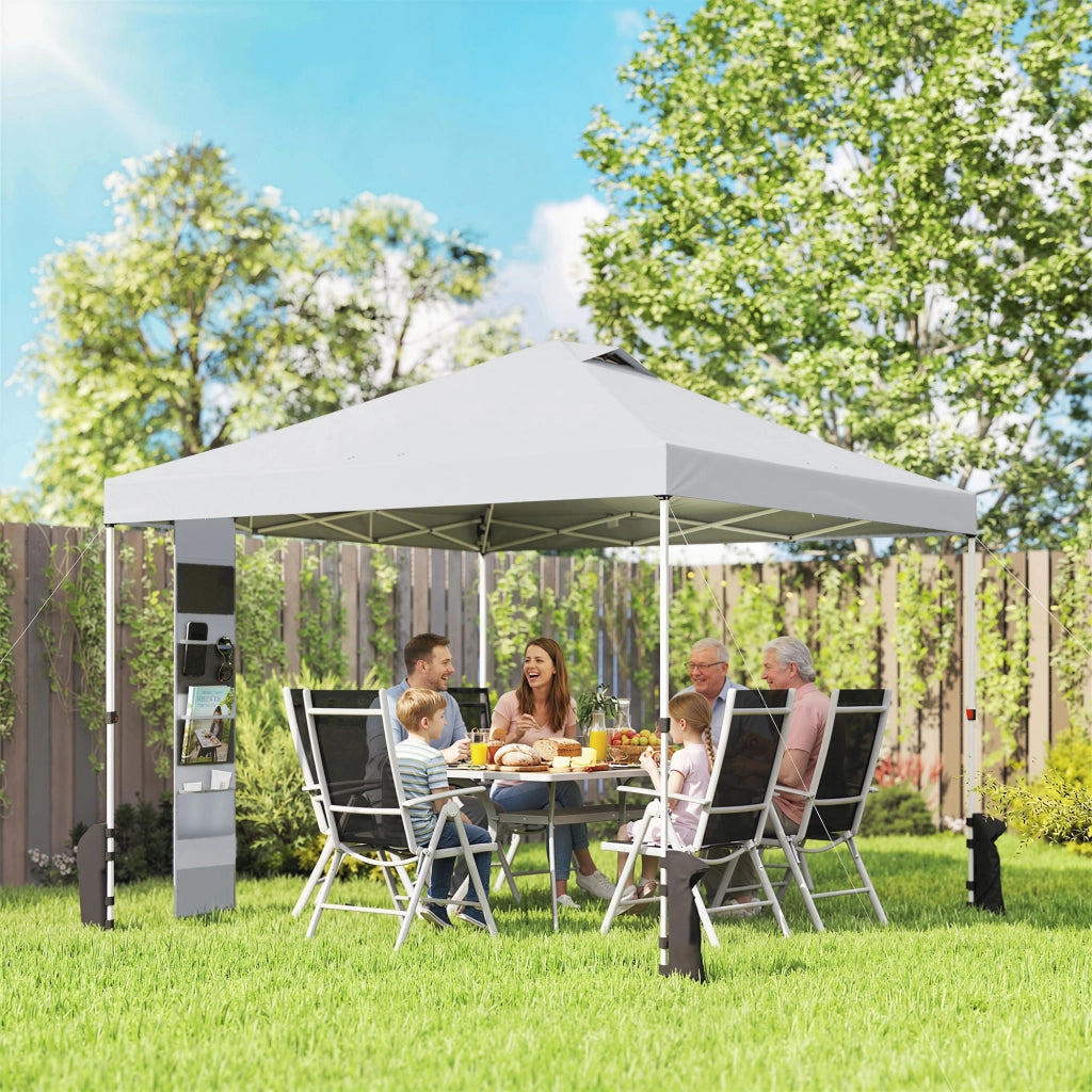 Gazebo Giardino 3x3 m ¨C Zephmum ¨C Bianco Metallo Oxford