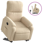 Poltrona | Sedia Relax Alzapersona Reclinabile Crema in Tessuto Microfibra