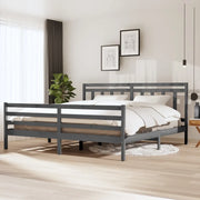 Giroletto-Struttura Letto Grigio in Legno Massello di Pino 200x200 cm 627273