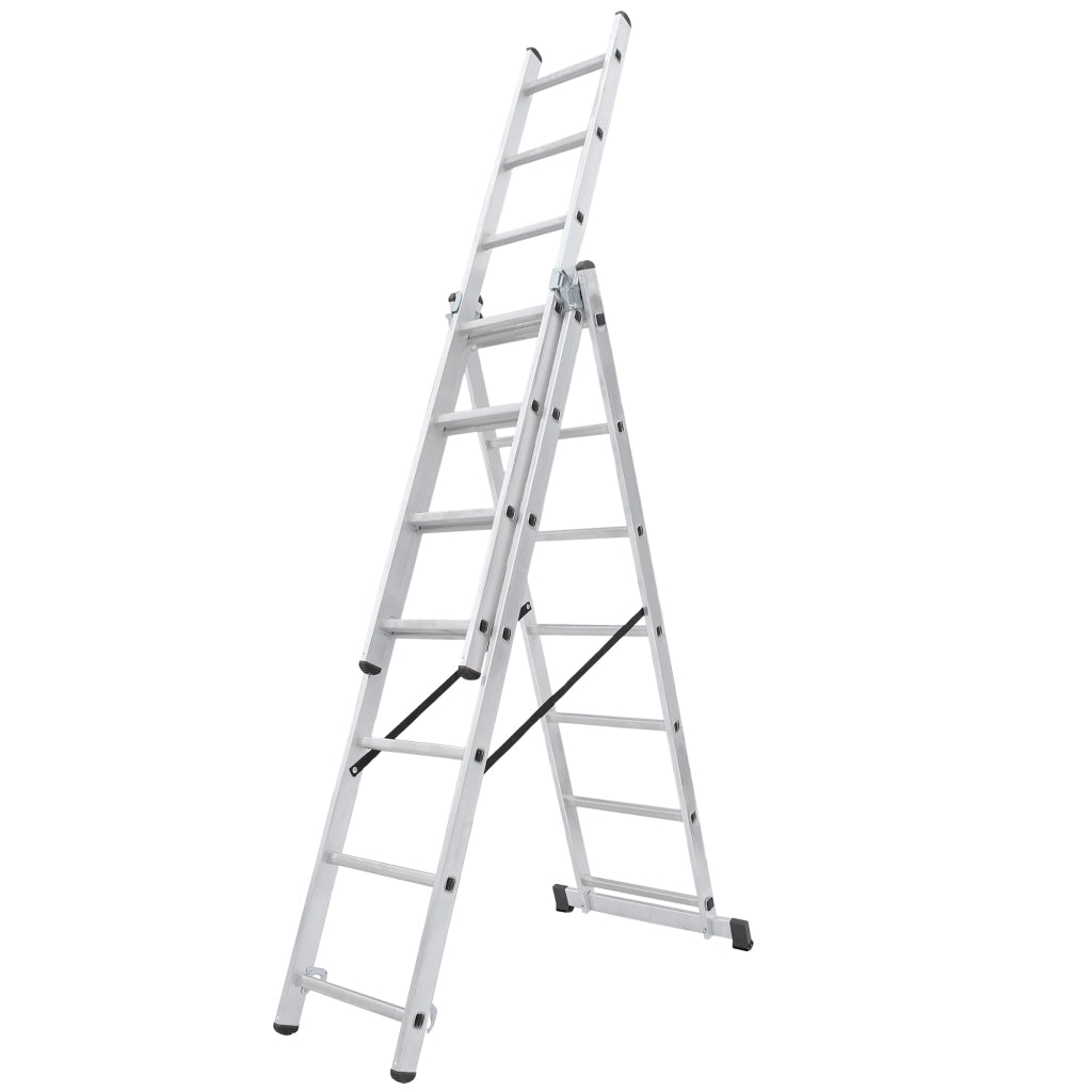 Scala universale in alluminio KADAX 3x8 pieghevole a doppia faccia, robusta + gancio