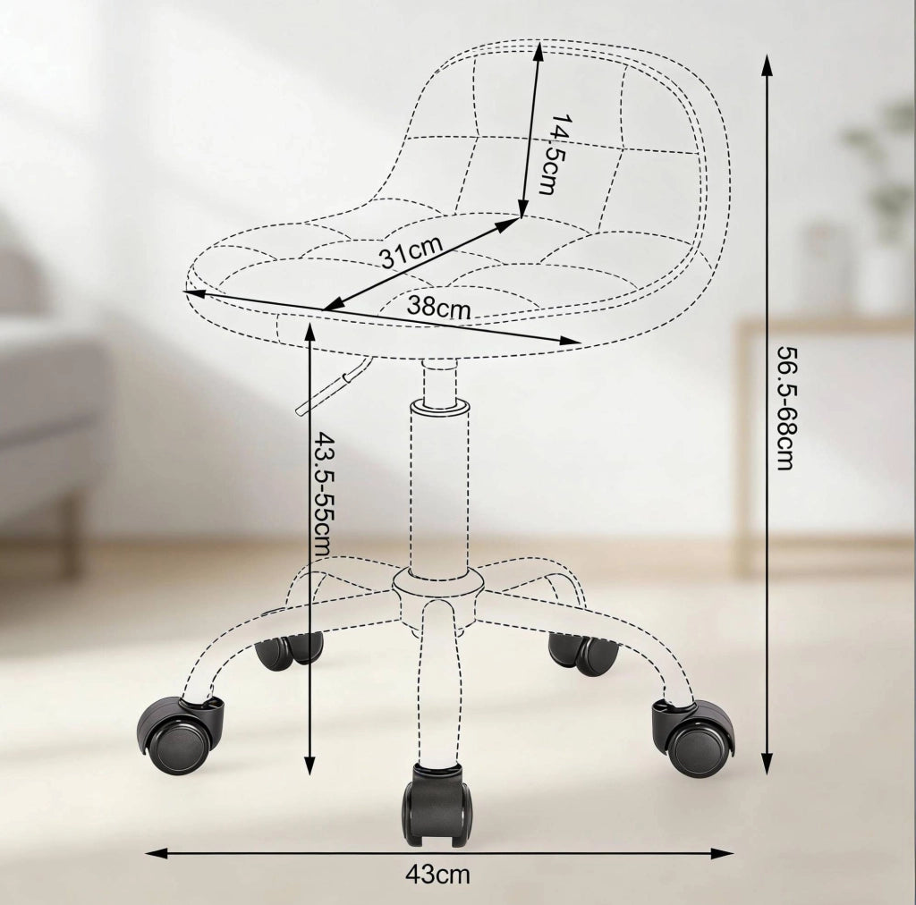 Sedia da ufficio regolabile in velluto grigio scuro con ruote