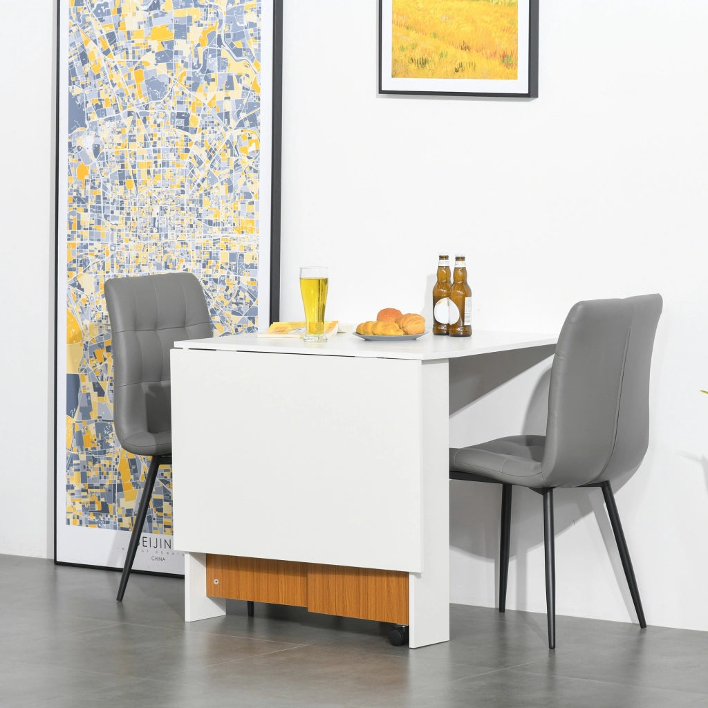 EasyComfort Tavolo da Pranzo Allungabile, Design Moderno, Tavolo Pieghevole Salvaspazio con Ruote 120 × 80 × 73cm