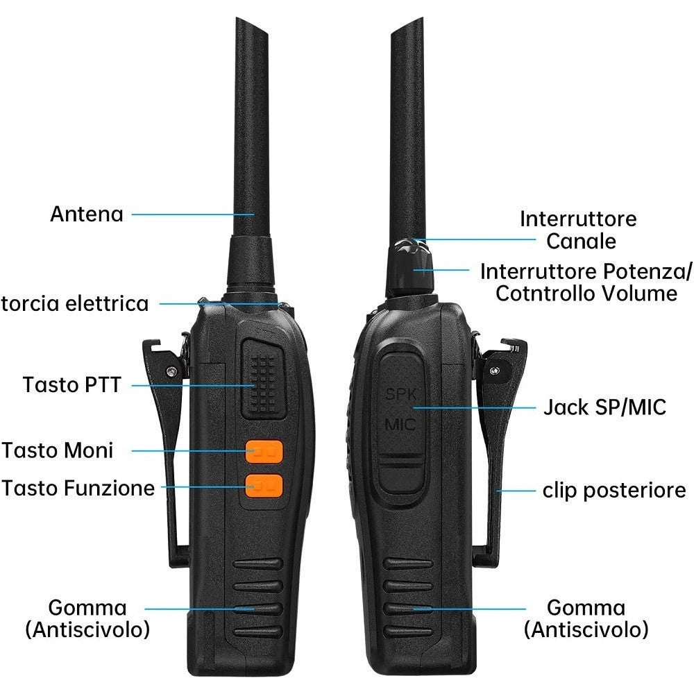 Trade Shop - Coppia Ricetrasmittente Walkie Talkie Portatile 16 Canali 3.7 V 400 - 470 Mhz -