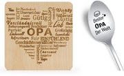 Regali per nonno, 1 pezzo sottopiatto in legno, cucchiaio da caffè con incisione, regali per nonno, regalo per il Papà, Thanksgiving, Natale, Capodanno, doni di compleanno