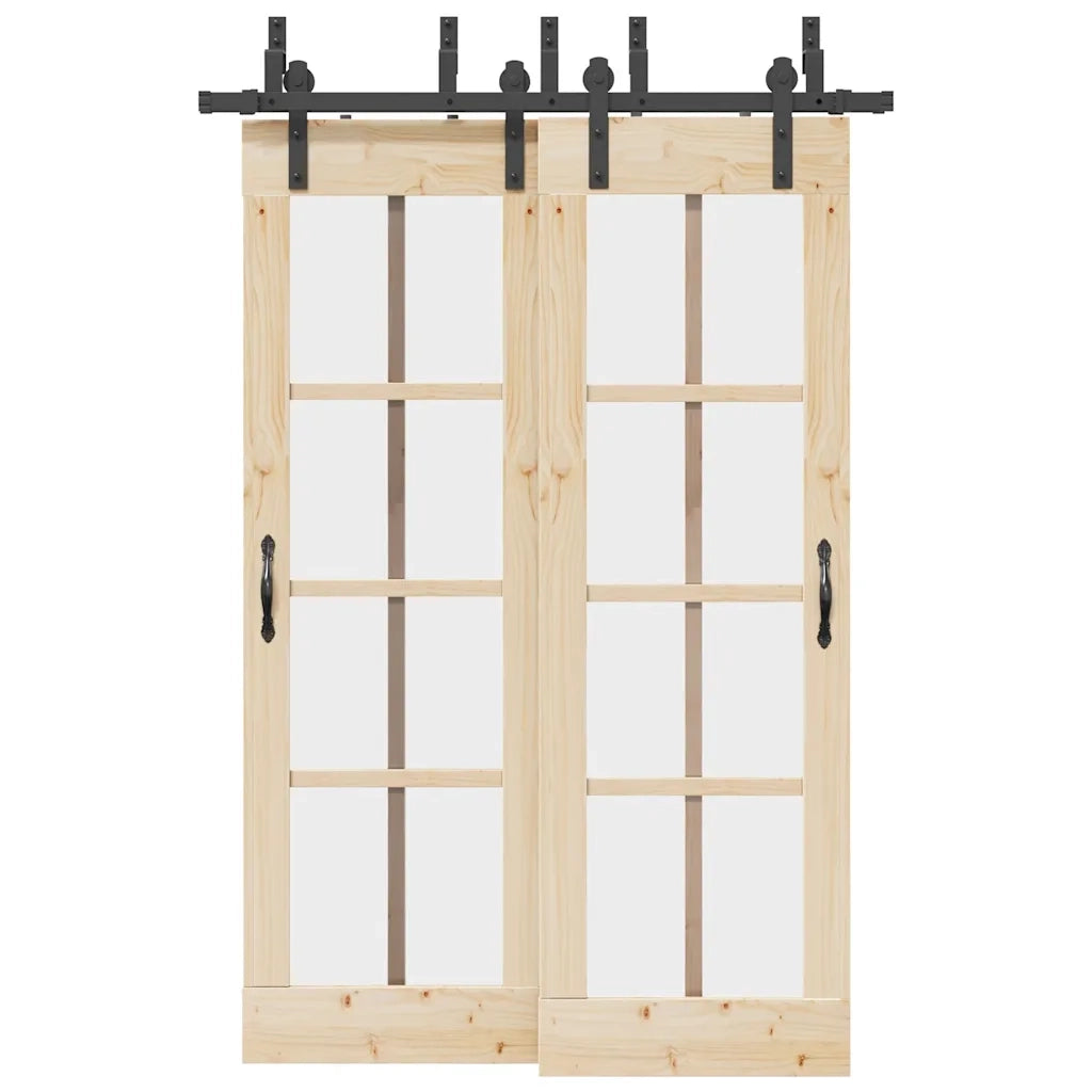 Kit di Binari per Porte Scorrevoli 152,5 cm Acciaio Nero CFW9775239