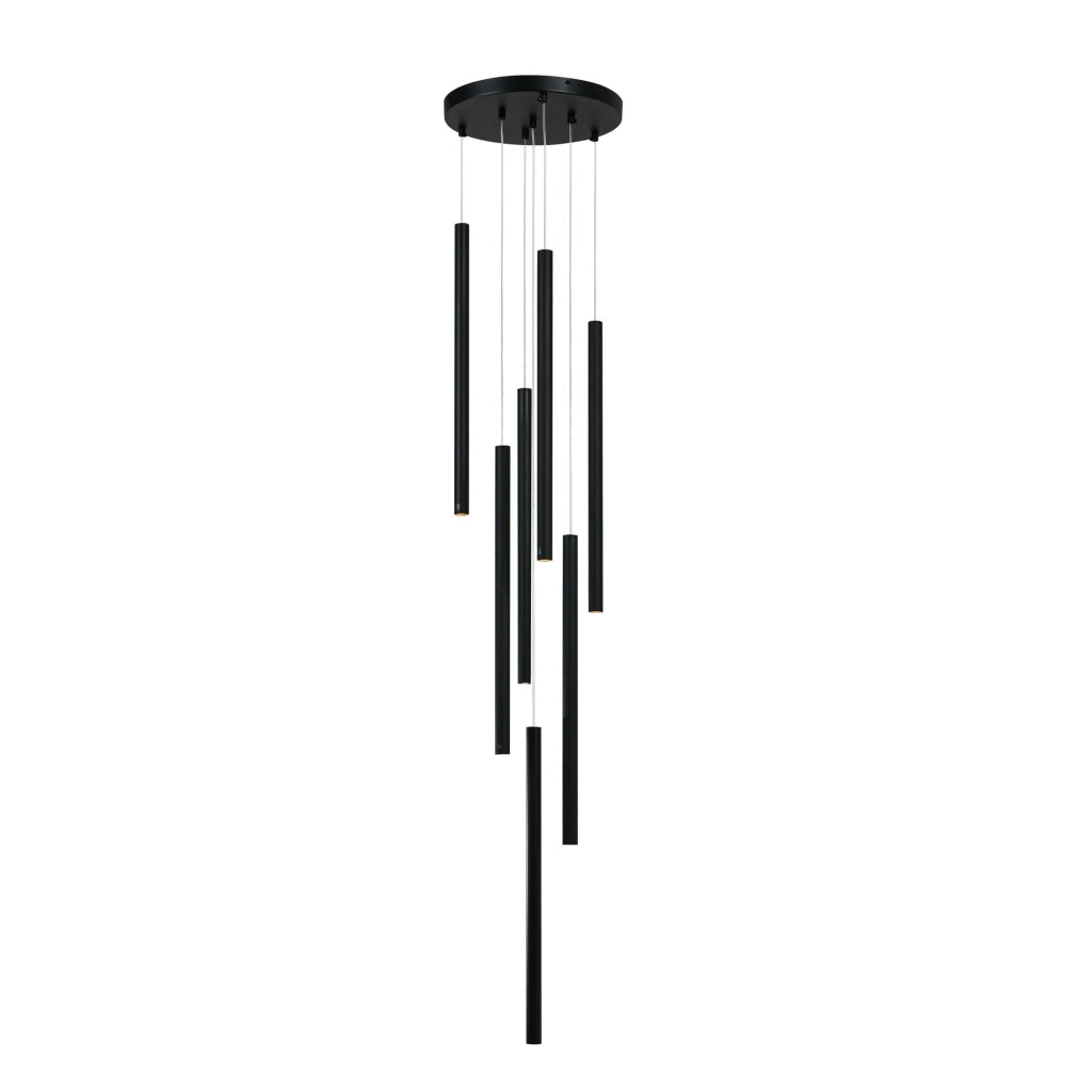 Lampadario Lungo 7 luci G9 nero Ø30 Light Prestige