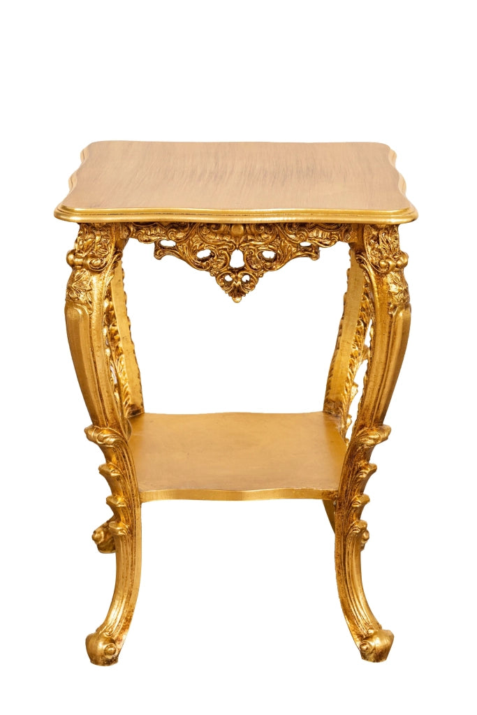 Biscottini TAVOLO PANCHETTO IN FINITURA FOGLIA ORO ANTICATO MADE IN ITALY dimensioni