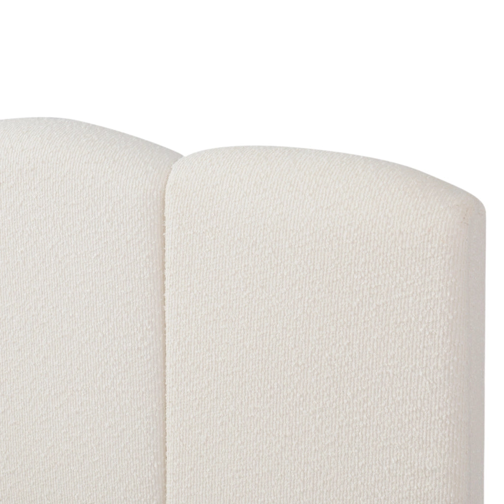 Letto Contenitore 180x200 cm con LED; Rete e Testiera Imbottita in Bouclé Bianco