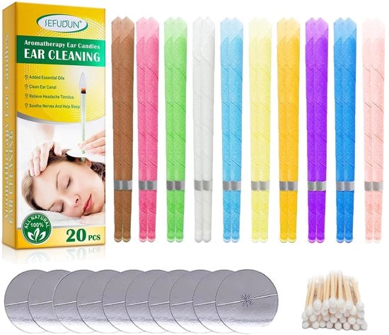 Coni di candela per rimozione dell'olio dell'orecchio - 20 pezzi - Rimozione dell'olio dell'orecchio - Candele conica - Cera d'api naturale - Rimozione dell'olio dell'orecchio - Biologico