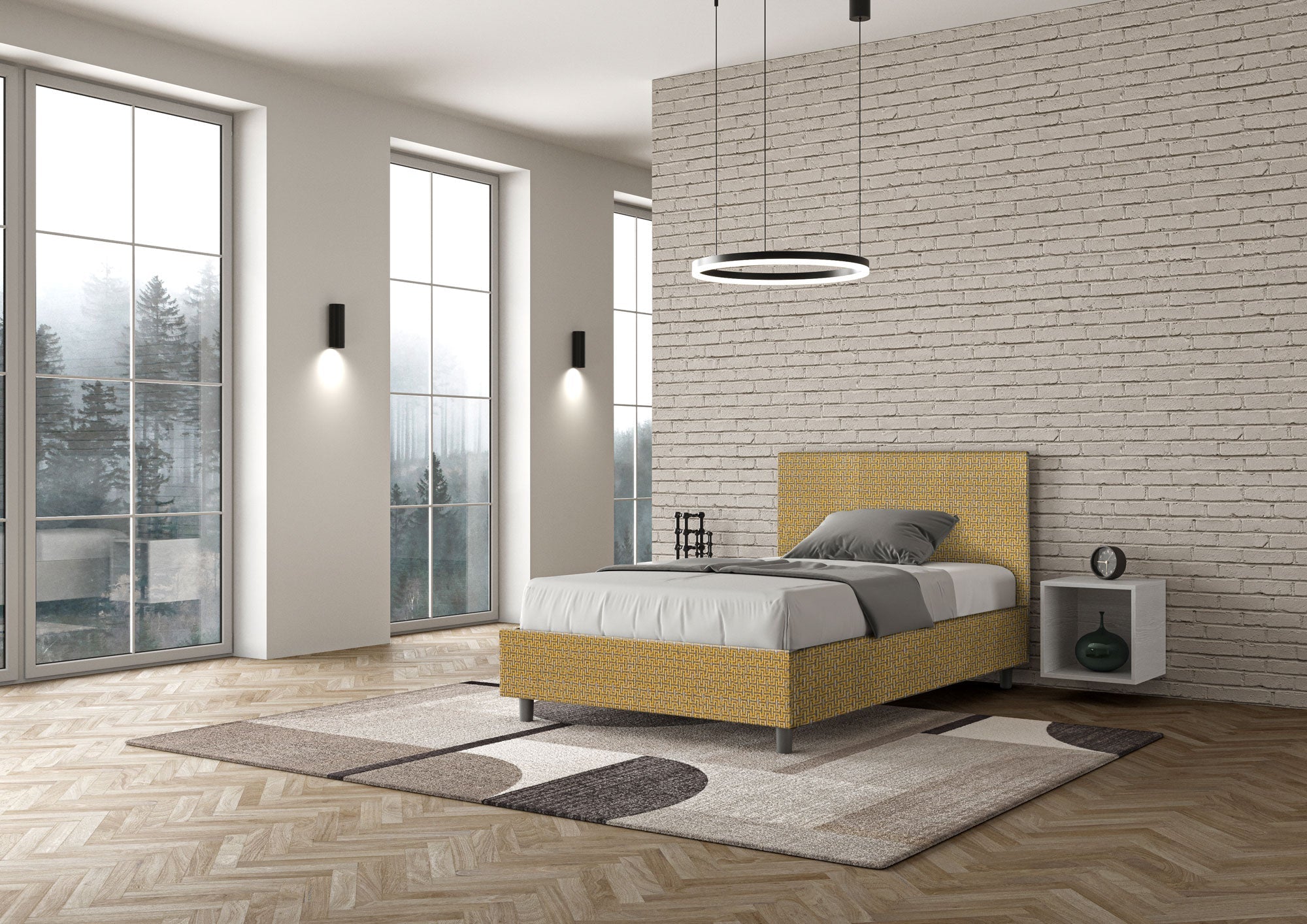 Letto 1 Piazza e Mezzo 120x190 cm Senza Rete Adele Labirinto 06 Giallo