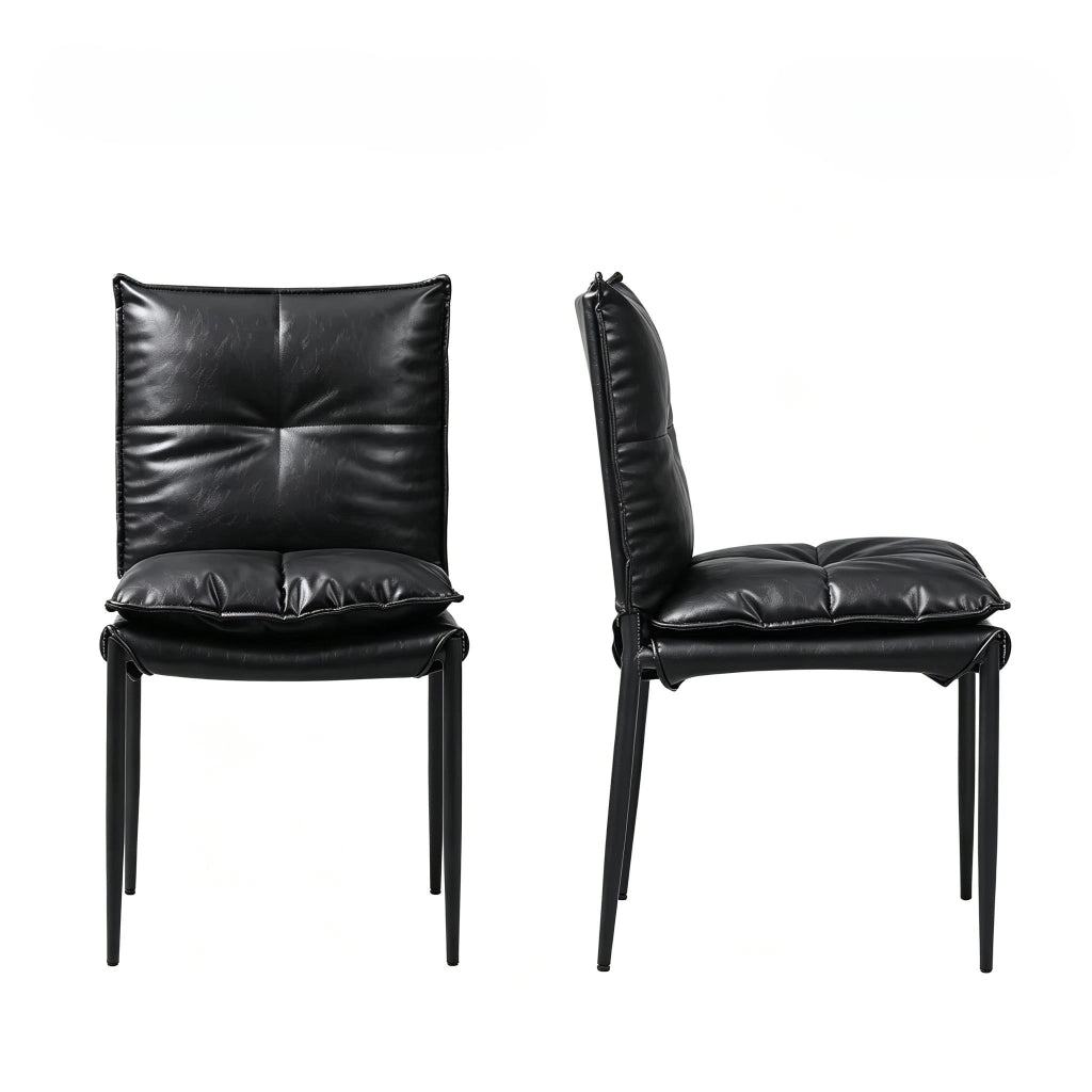 SEDIA da pranzo Set 2 pezzi 48x55x87 cm Nero in similpelle