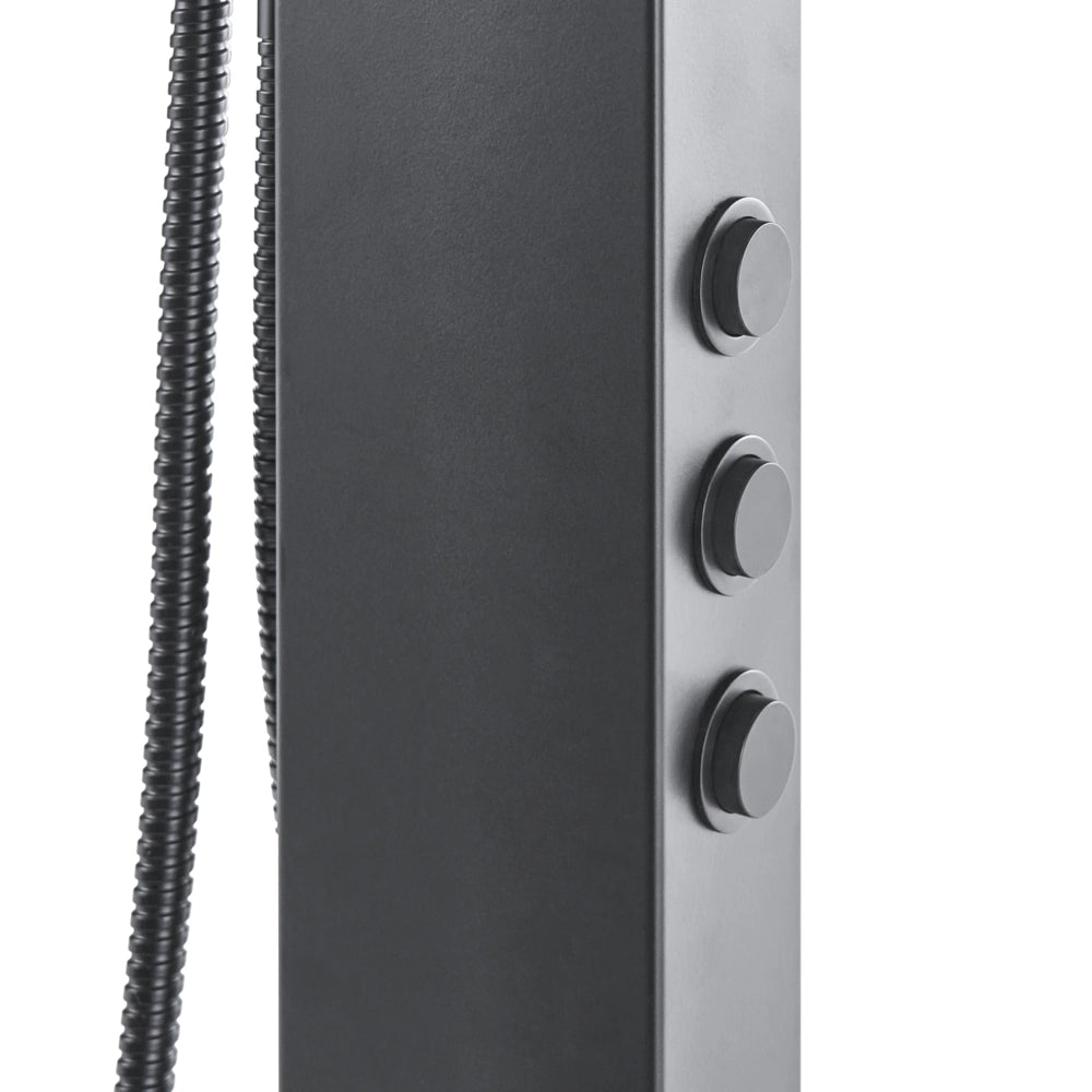 Set Doccia Miscelatore da Giardino per Esterni in Acciaio Inox Nero con Funzione Pioggia Moderno