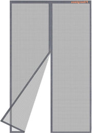 Balkon da Doccia Magnetica - 130 x 220 cm - Grigio - Reticolo di Vetro Fortificato - Schermo per Insetti - Porta di Servizio per Insetti