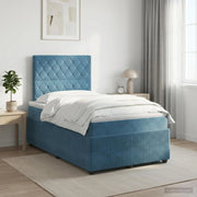 Letto box spring con materasso Blu 120 x 200 cm Velluto 3454581