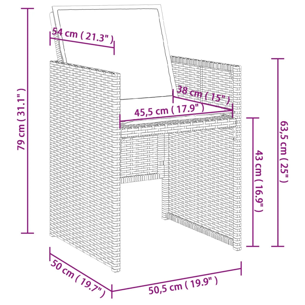 Set da Pranzo da Giardino 13pz con Cuscini Nero in Polyrattan 3277718