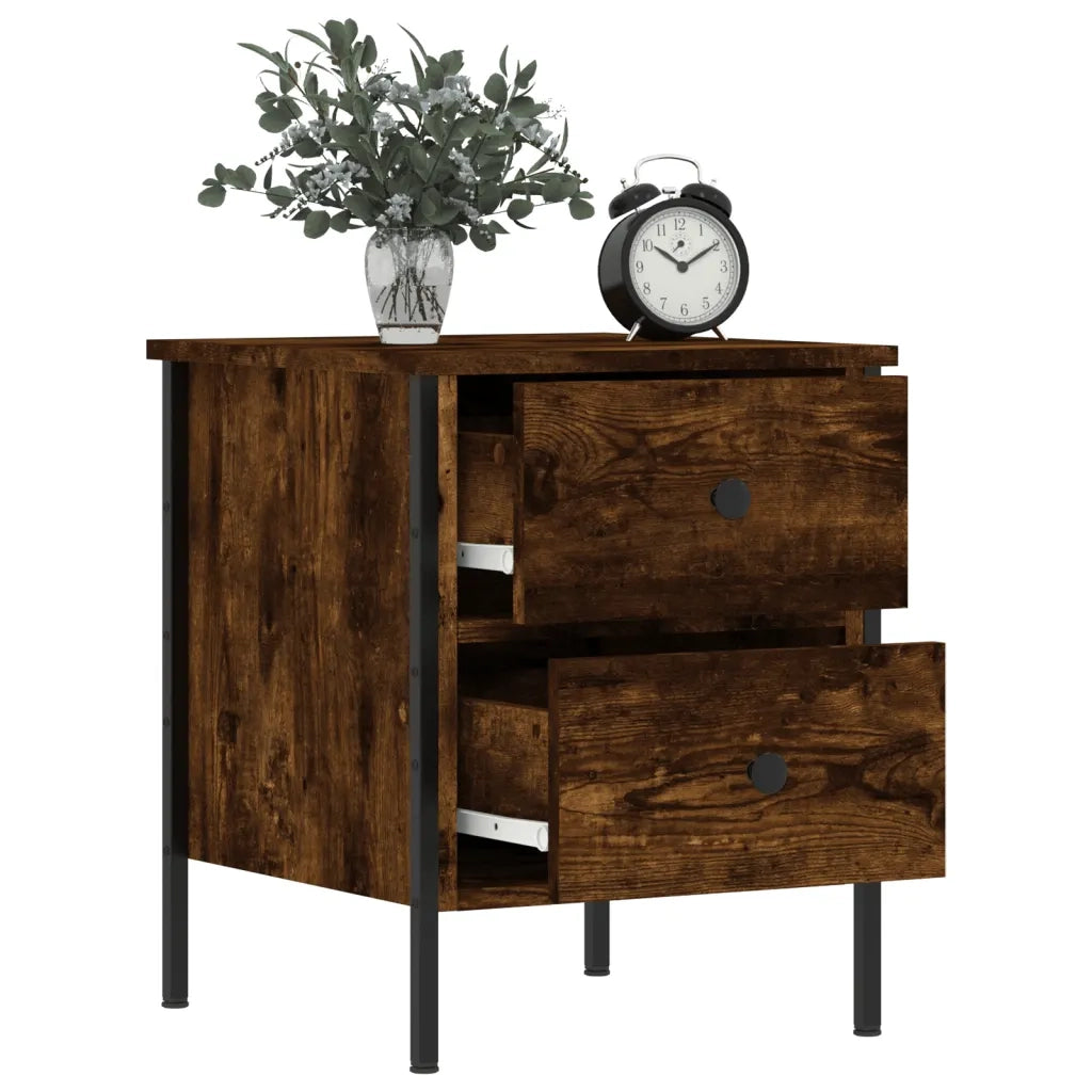 Comodini 2 pz Rovere Fumo 40x42x50 cm in Legno Multistrato 825988