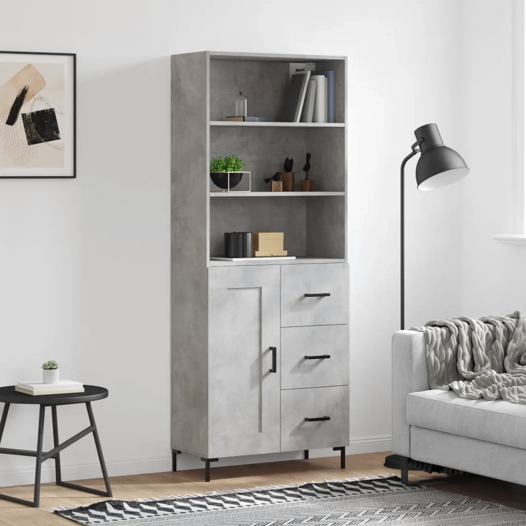 Credenza | Madia | Buffet da pranzo | Armadio da pranzo Grigio Cemento 69,5x34x180 cm in Legno Multistrato